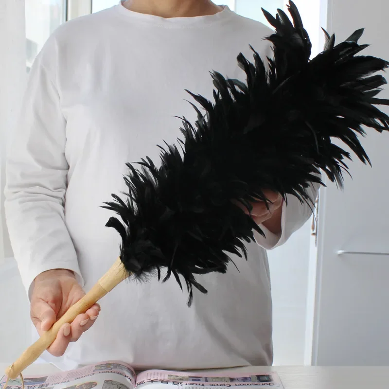 Black Feather Dust Duster Cleaning Artifact House Cleaning Car with Feather Removal Brush Windowsill to Dust Tool