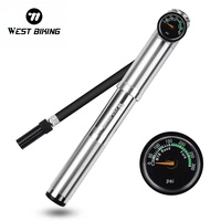 WEST BIKING Mini Bike Pump 300PSI Portable Aluminum Alloy Tire Inflator For Schrader&Presta Valve MTB Road Bicycle Accessories