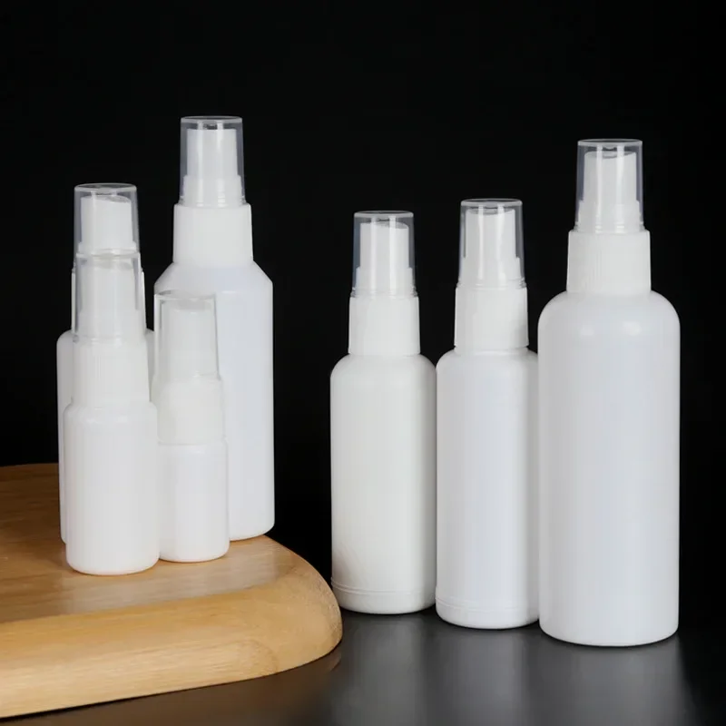 Refillable Bottles 20Pcs 10/20/30/50/60/100/200ml White Spray Bottles Plastic Perfume Atomizer Protable Travel Empty Containers