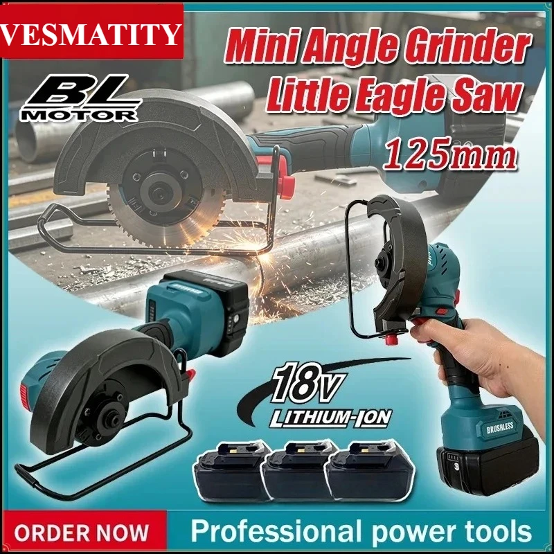 125mm Angle Grinder, Portable Power Cutting Tool for Home DIY & Industrial Construction For 18V-20VBattery