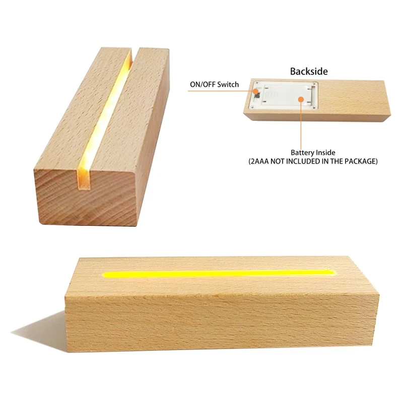 

Battery Operated LED Light Display Pedestal Wood Lamp Base Stand for Acrylic and Plexiglass Art DIY 5.9 INCH（No battery）