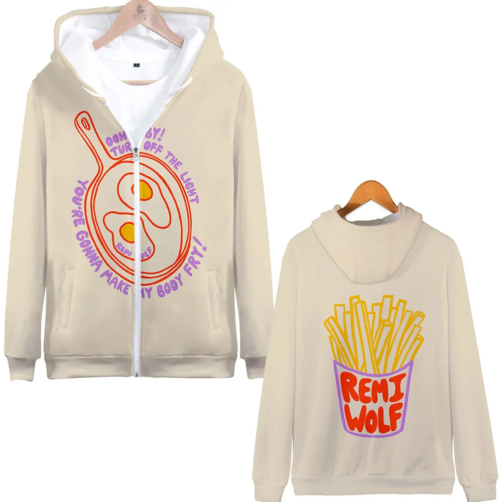 Remi Wolf Merch-Sudadera con capucha y cremallera para hombre y mujer, ropa de calle de manga larga Harajuku, con estampado 3D de estrellas sociales juveniles de los 90, Unisex