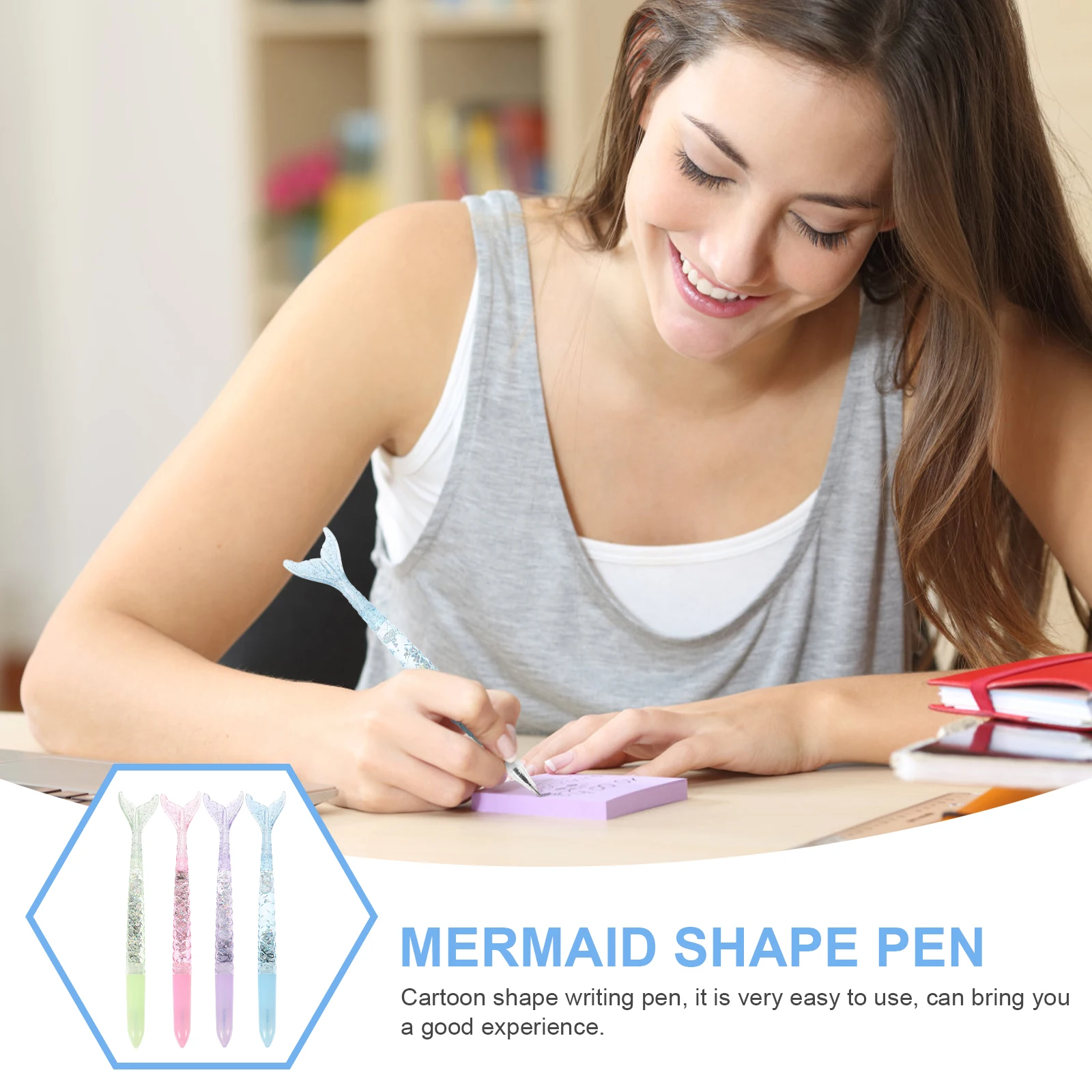 

12Pcs Mermaid Shape Gradient Gel Pens Smooth Writing Cartoon Stationery Party Favors Students Study Gifts Mermaid Pens