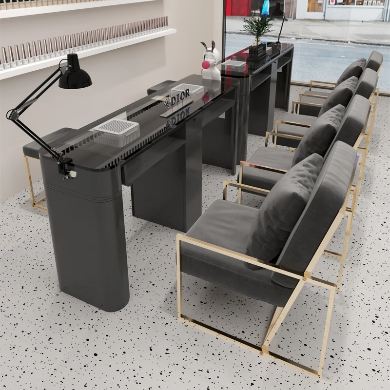 

Black Luxury Nail Desk Makeup High Quality Minimalist Reception Manicure Table Modern Aesthetic Nagel Tisch Salon Furniture