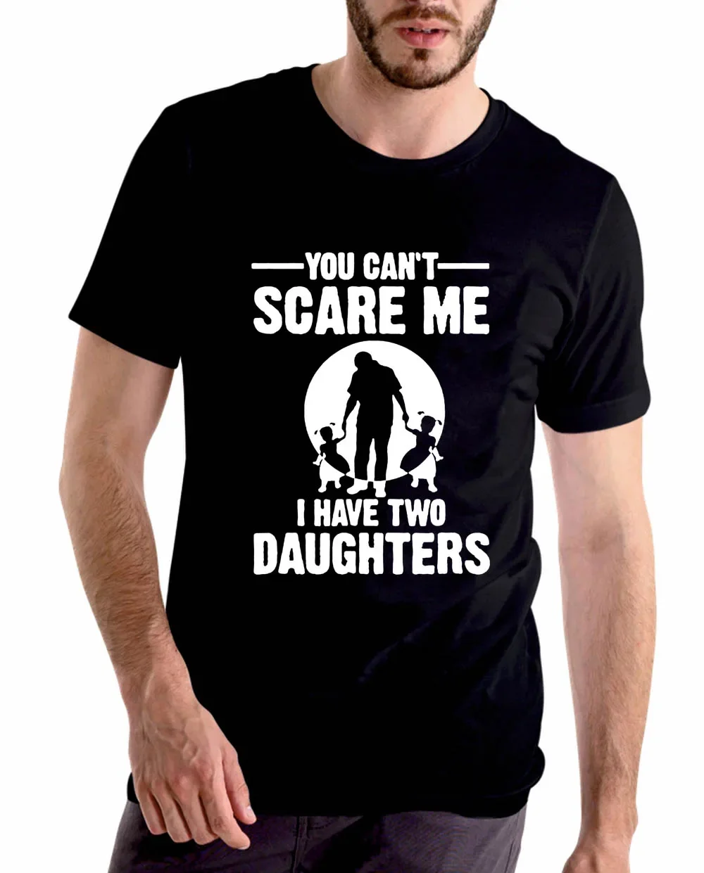 You Can't Scare Me I Have Two Daughter Men Summer Funny T-shirt Dad Fathers Day Gift Print Men's T Shirt Short Sleeve Tops Tees