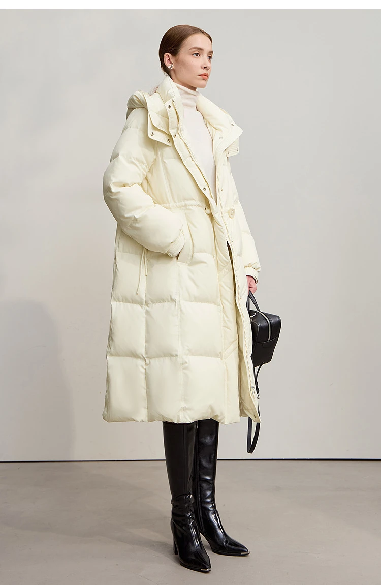 AMII Down Jacket 2025 Winter New Casual Warm Solid Color Hooded Straight Long Down Coat Zipper Long Sleeves Women's Top 12544149