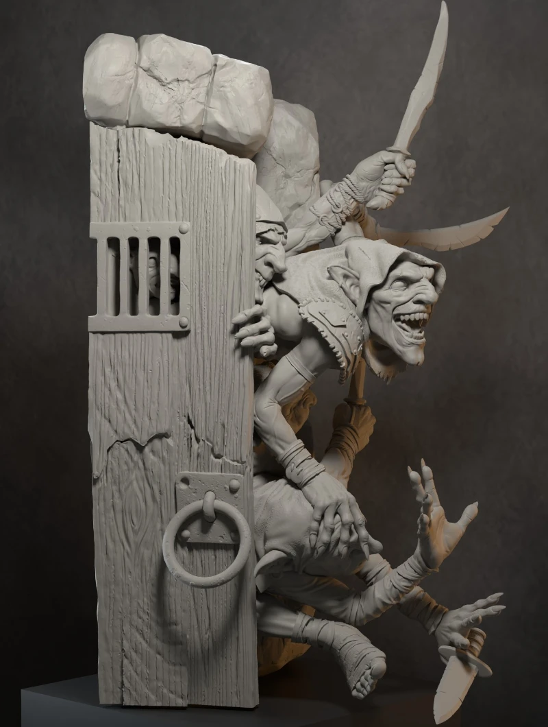 Maßstab 1:24, 100 mm Druckguss-Harzfigur, Modellbausatz, Dungeon Goblins, Hobby, Miniaturspielzeug, unmontiert, unbemalt, DIY-Diorama