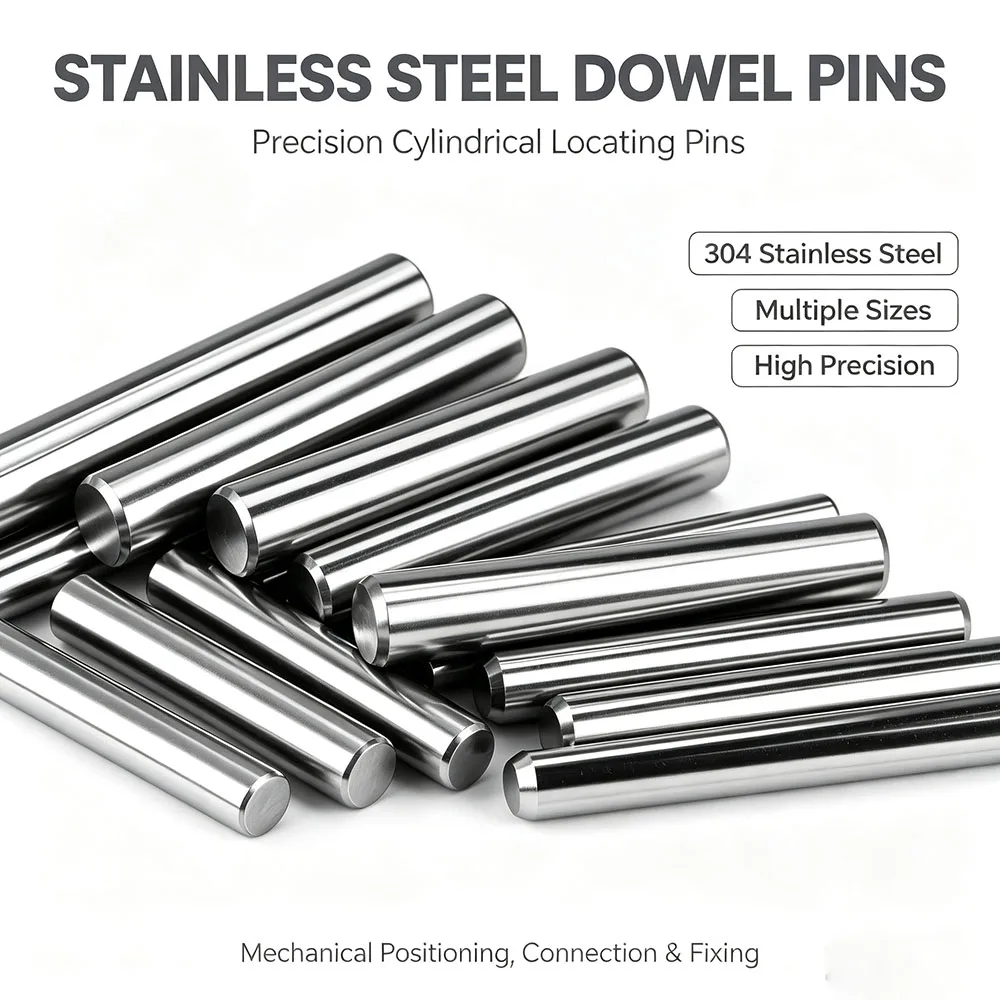 304 Stainless Steel Round Solid Rod Dowel Pin GB119 Cylindrical Positioning Parallel Locating Shaft Pin M1-M12