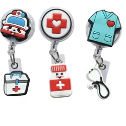Medicine Hospital Nurse Doctor Cartoon Pattern Clip Badge Reel Retractable ID Name Card Holder Keychains Brooches Gifts