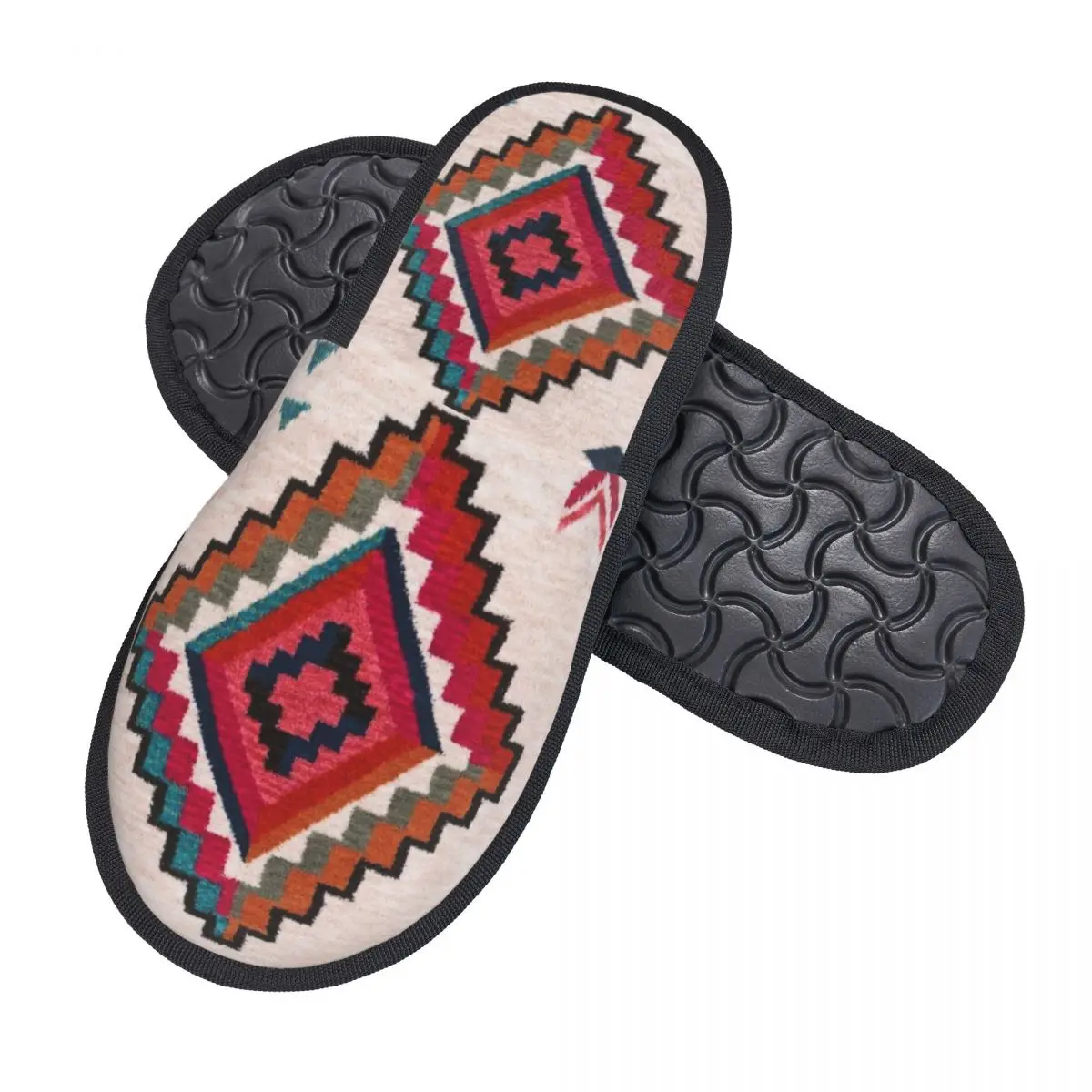 Custom Oriental Traditional Farmhouse Vintage Bohemian Style Memory Foam Slippers Women Comfy Warm Boho House Slippers