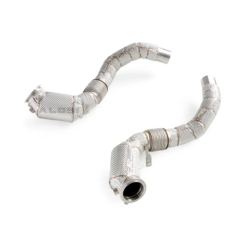 High-Performance 304 Stainless Steel Downpipe with Catalytic Heat Shield X5M/X6M F85/F86 4.4T 2015-2019 Exhaust Pipes