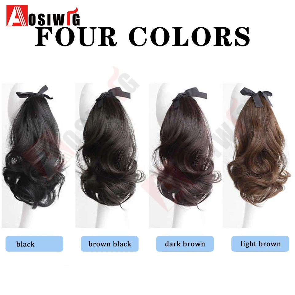 AOSI Synthetic Short Wave Ponytail Hair Extensions Drawstring Tied to Hair Tail Clip in Hair Extensions for Women Daily Wear image 5