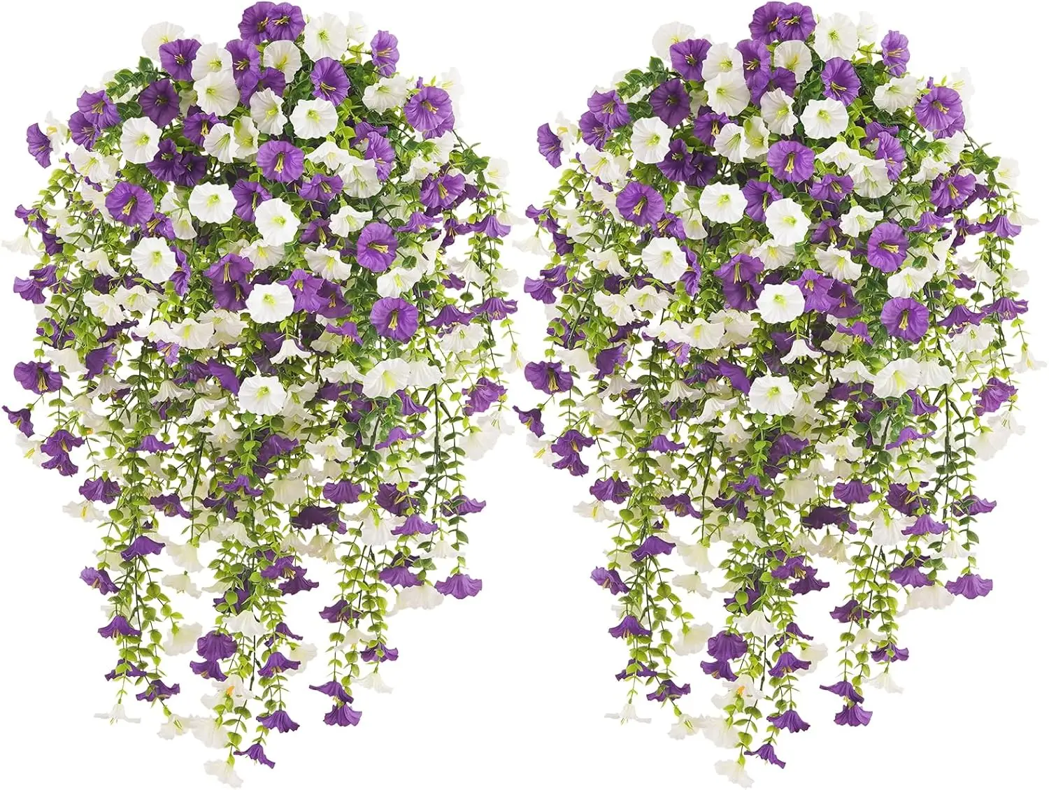 

6 Bundles Artificial Hanging Flowers for Outdoors, UV Resistant Fake Morning Glory Euc , Realistic Silk Petunias Spring