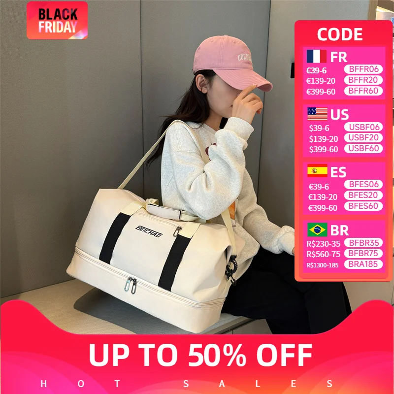 Fashion Gym Fitness Bags For Women Large Capacity Men\'s Sports bag Waterproof Weekend Voyage Female Messenger Bag Dry And Wet