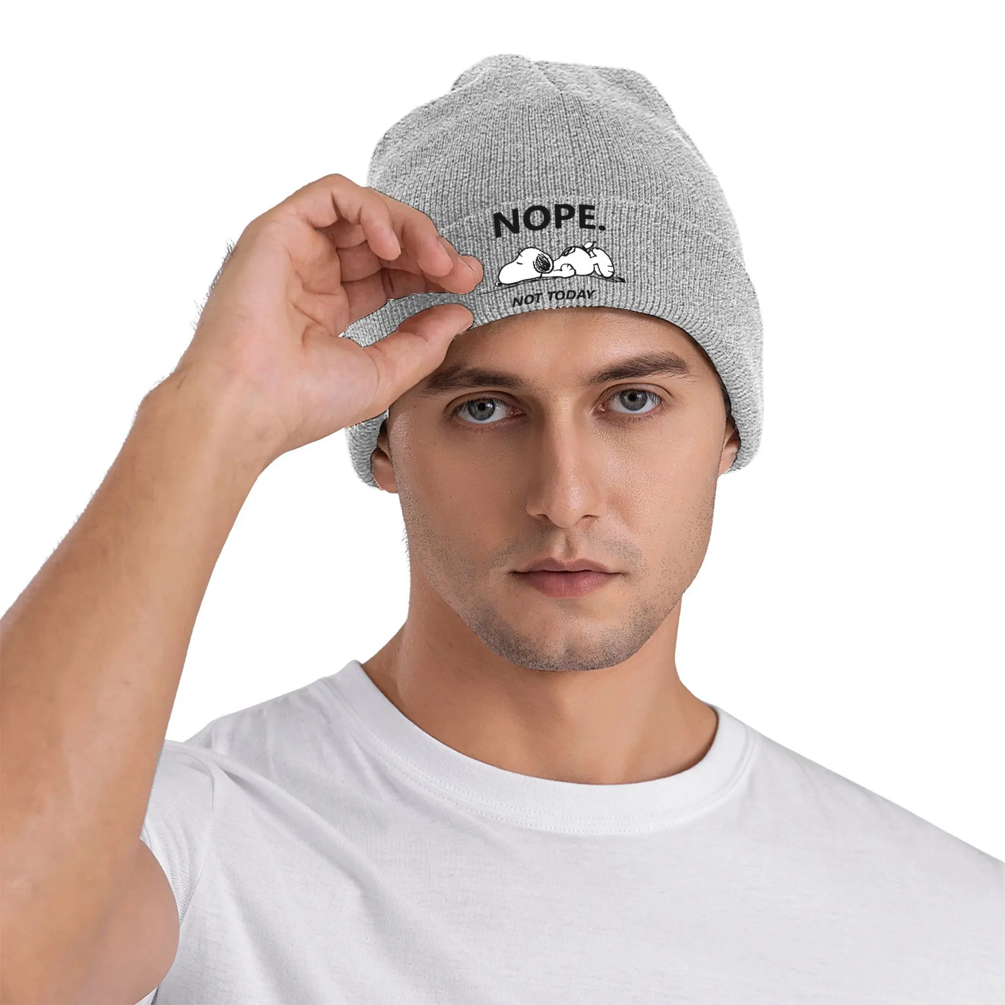 Custom Snoopys Nope Not Today Bonnet Hats  Hip Hop Knit Hat For Men Women Winter Warm  Skullies Beanies Caps