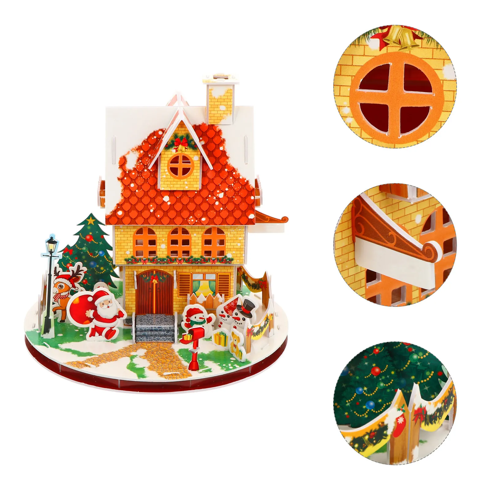 

1Set 3D Xmas Jigsaw Christmas Theme DIY Paper Puzzle for Kids Improve Family Time Holiday Gift 3D Christmas Cabin Puzzle