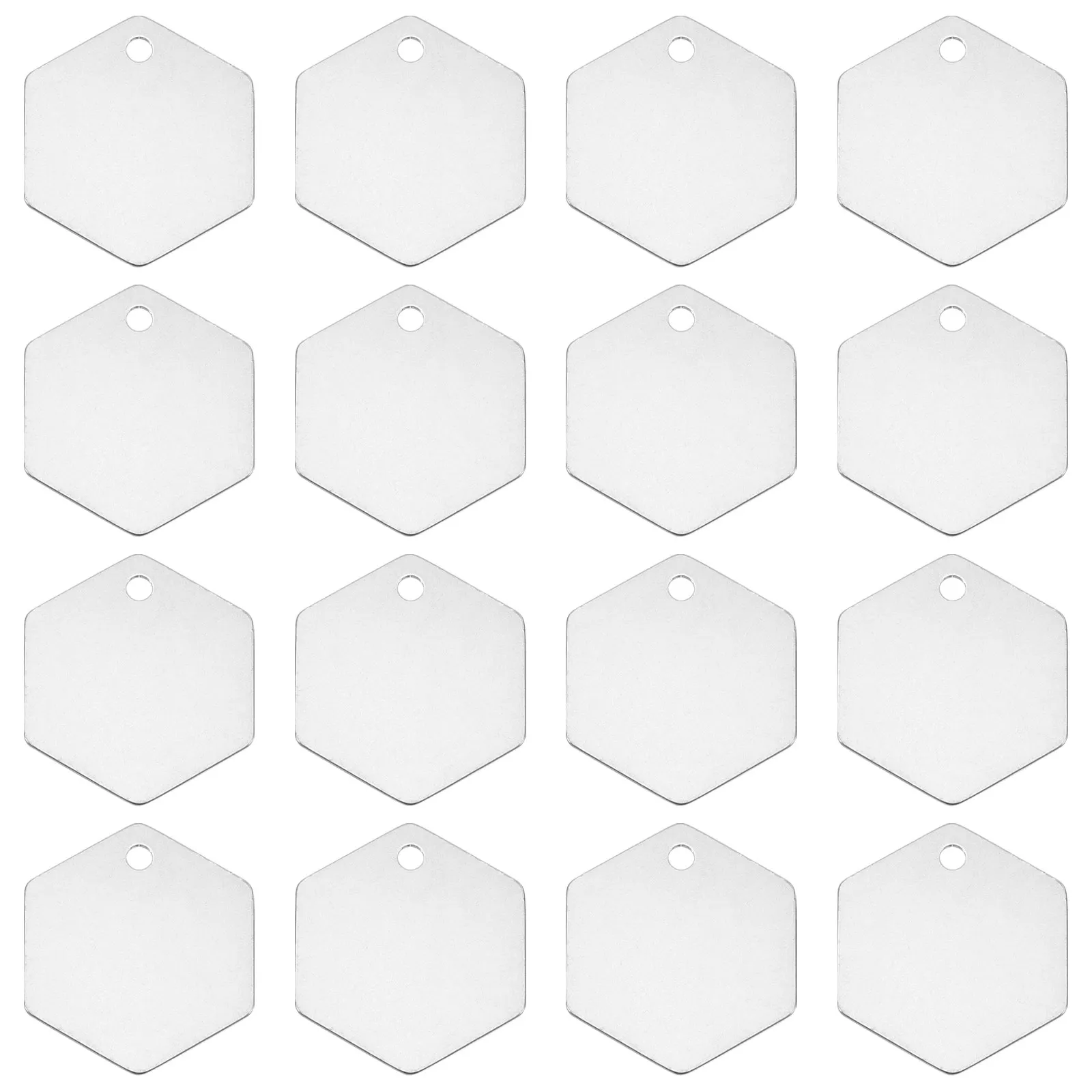 

20Pcs Stainless Steel Blank Hexagonal Tags for Engraving Stamping Jewelry Keychain Luggage Metal Blanks Metal Stamping Blanks