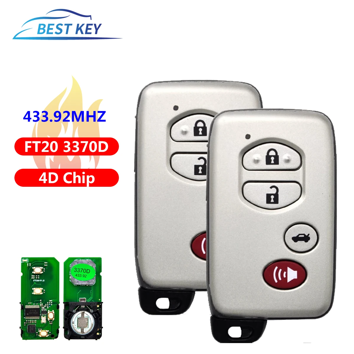 BEST KEY Car Remote Control Key For Toyota Camry Crown Prado Avalon Lexus GT GS ES LS 433.92 ASK 4DChip Keyless Entry Card