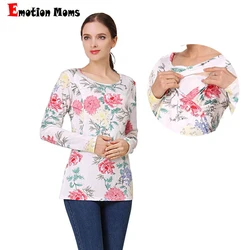 Emotion Moms New Long Sleeve Shirt Maternity Clothes Lactation Tops Breastfeeding Clothing for Pregnant Women Shirts