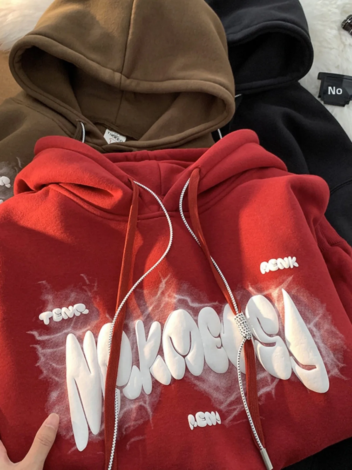 

Red Hoodie Men's Spring Autumn New Heavyweight Hardwearing Youth Casual Outerwear American Trendy Brand Versatile Jaet