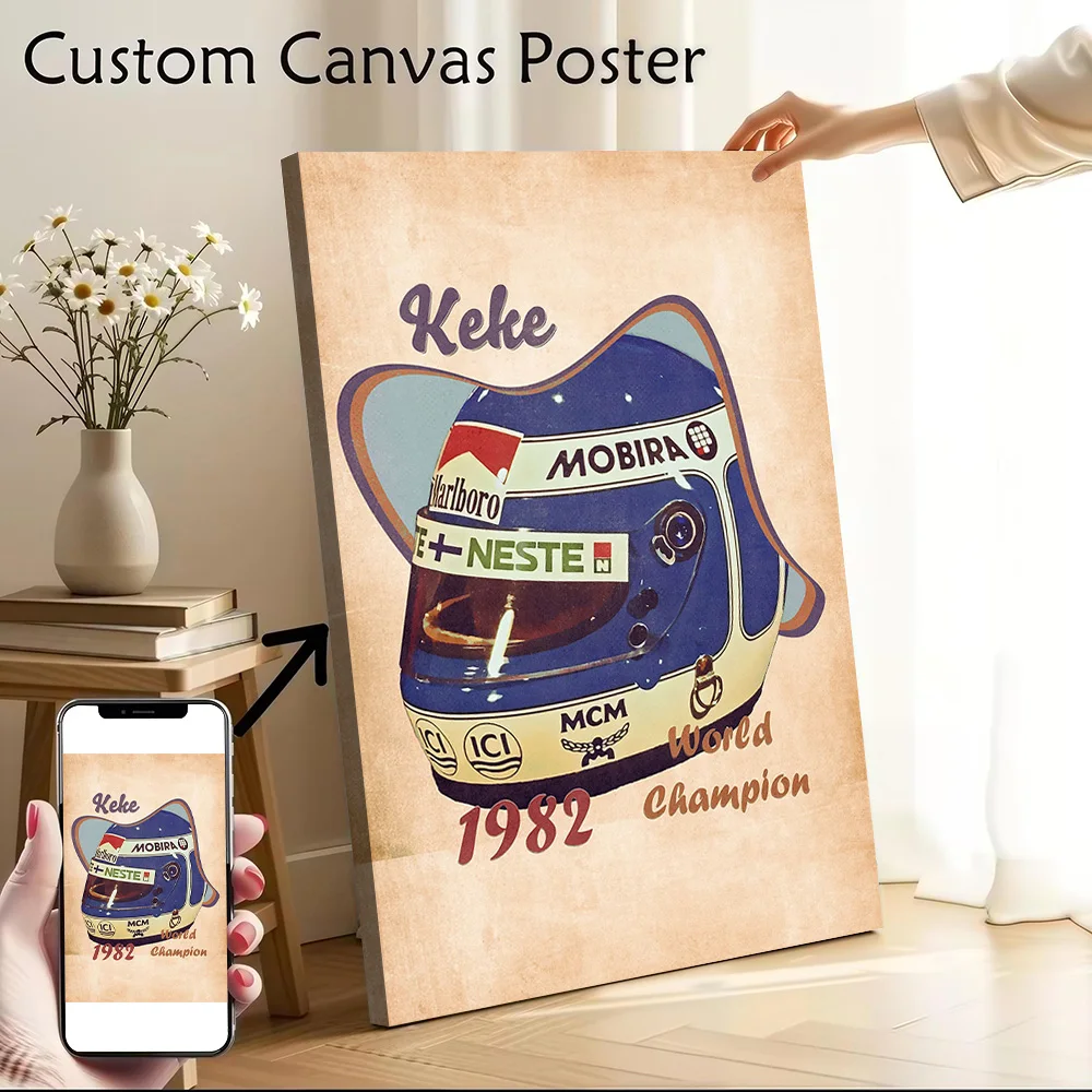 Cuadro de lienzo impreso con diseño de casco de Keke Rosberg, pinturas personalizables, póster, regalo perfecto para decoración del hogar, accesorios, mural para dormitorio
