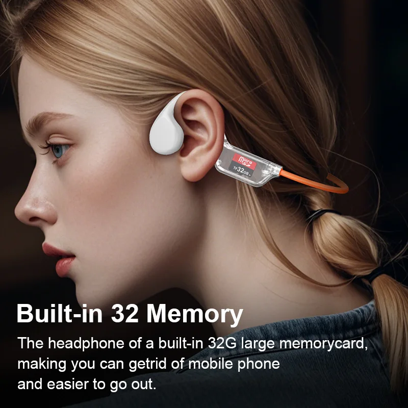 

X7S bone conduction Bluetooth headphones with 32GB memory, long battery life, for music, sports, running, and swimming.