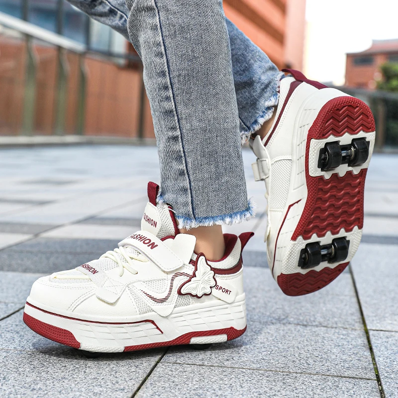 Children's Crazy Shoes Roller Skates Girls' Popular Four-Wheel Crazy Shoes Student Invisible Wheel Sports Shoes