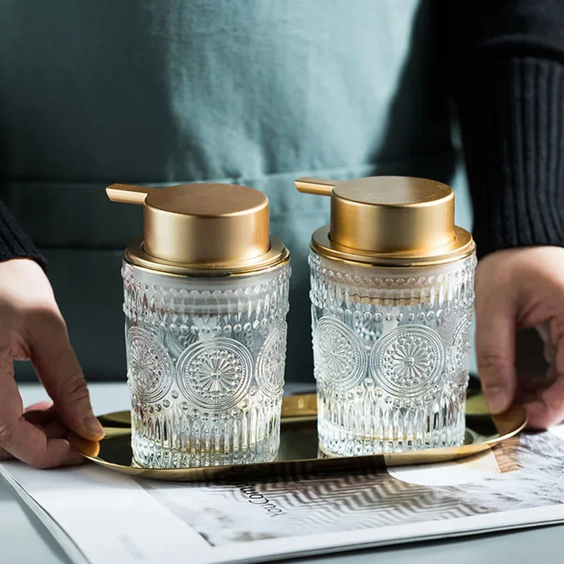 

Transparent Glass Bathroom Liquid Soap Dispenser Shampoo Bottle Apartment Hotel Hand Washing Liquid Bottle Soap dispenser dish