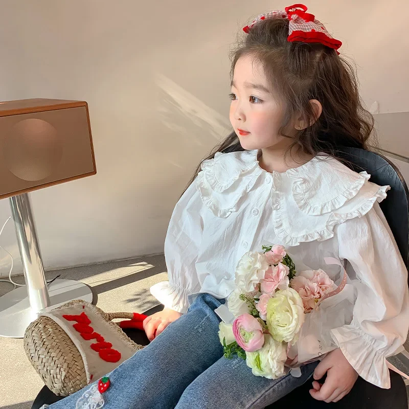 

Baby Girl Top Girls Spring Shirt 2024 New Style Girl Baby Spring Long-sleeved Shirt Spring Clothes Children Fashion Comfort Top