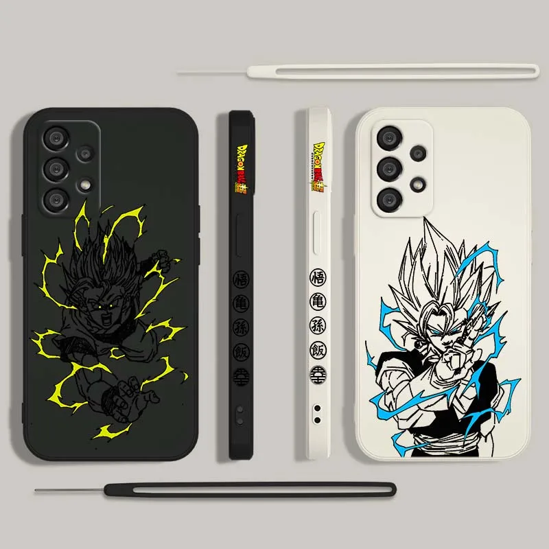 D-Dragon Ball Son Goku Fun Anime Cover For Samsung Galaxy A71 A55 A54 A53 A51 A50 A40 A15 A14 A06 5G Liquid Left Rope Phone case