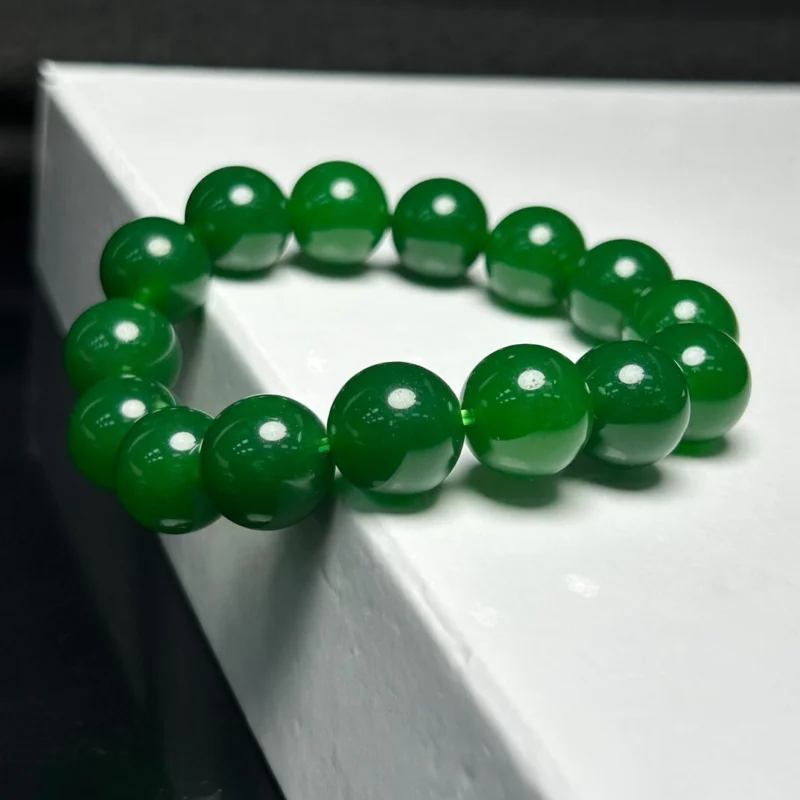 

Certified Natural Ice Green Burmese Beads Jade jadeite Bracelets Bangle 14MM