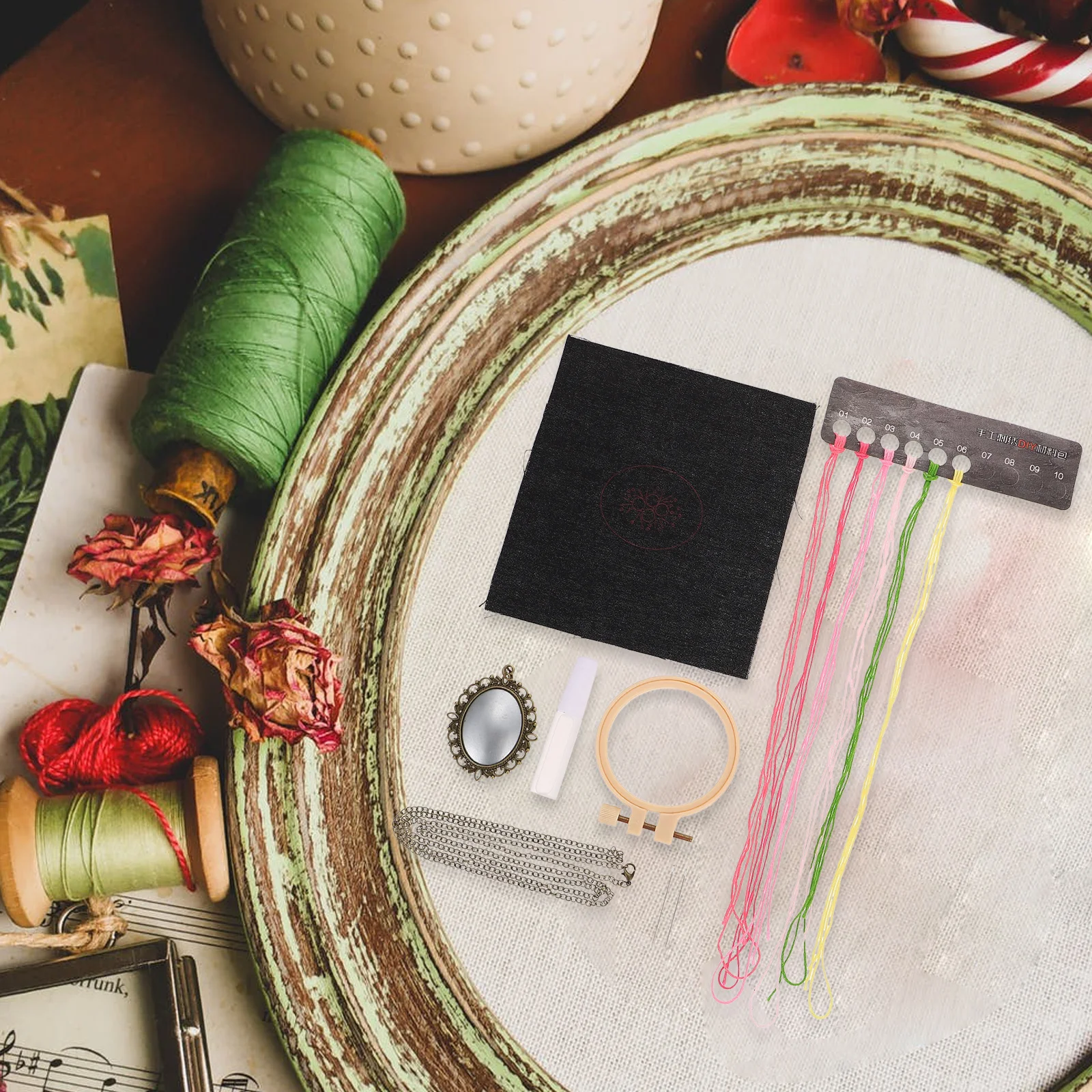 

3 Sets Embroidery Kits Sweater Chain DIY Pendants H made Crafts Material Cross Stitch Needlework Decor Beginner Kit Durable