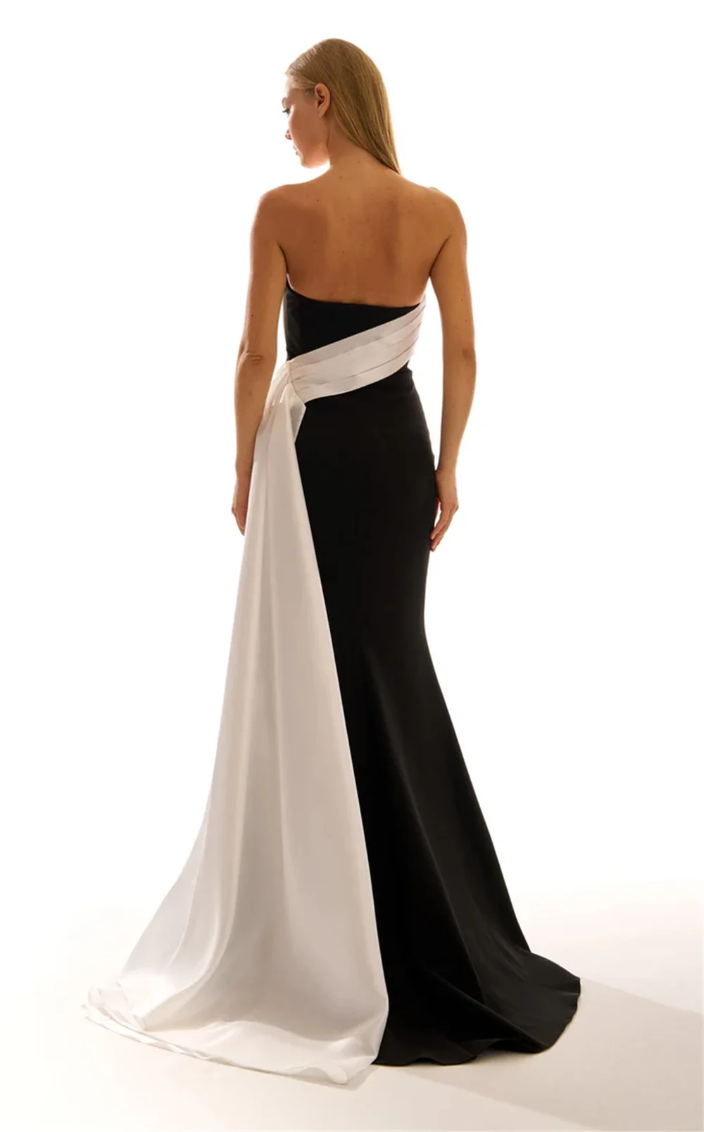 Women Evening Dresses Strapless Color Block Mermaid Evening Gowns Elegant Formal Prom Party Dress Luxury Celebrity Gala Robe