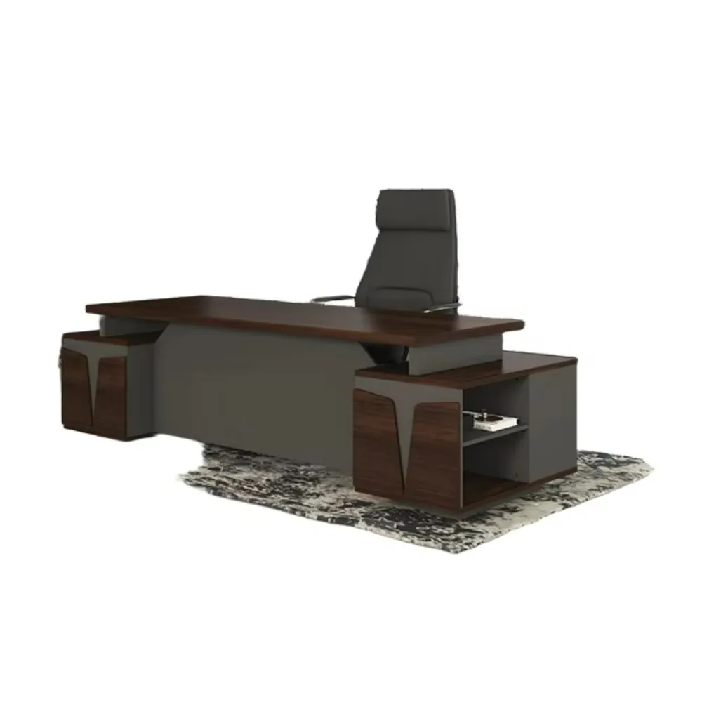 

Исполнительный L-образный 8-футовый стол директора, современная деревянная офисная мебель для генеральных директоров или мастерских рабочих мест