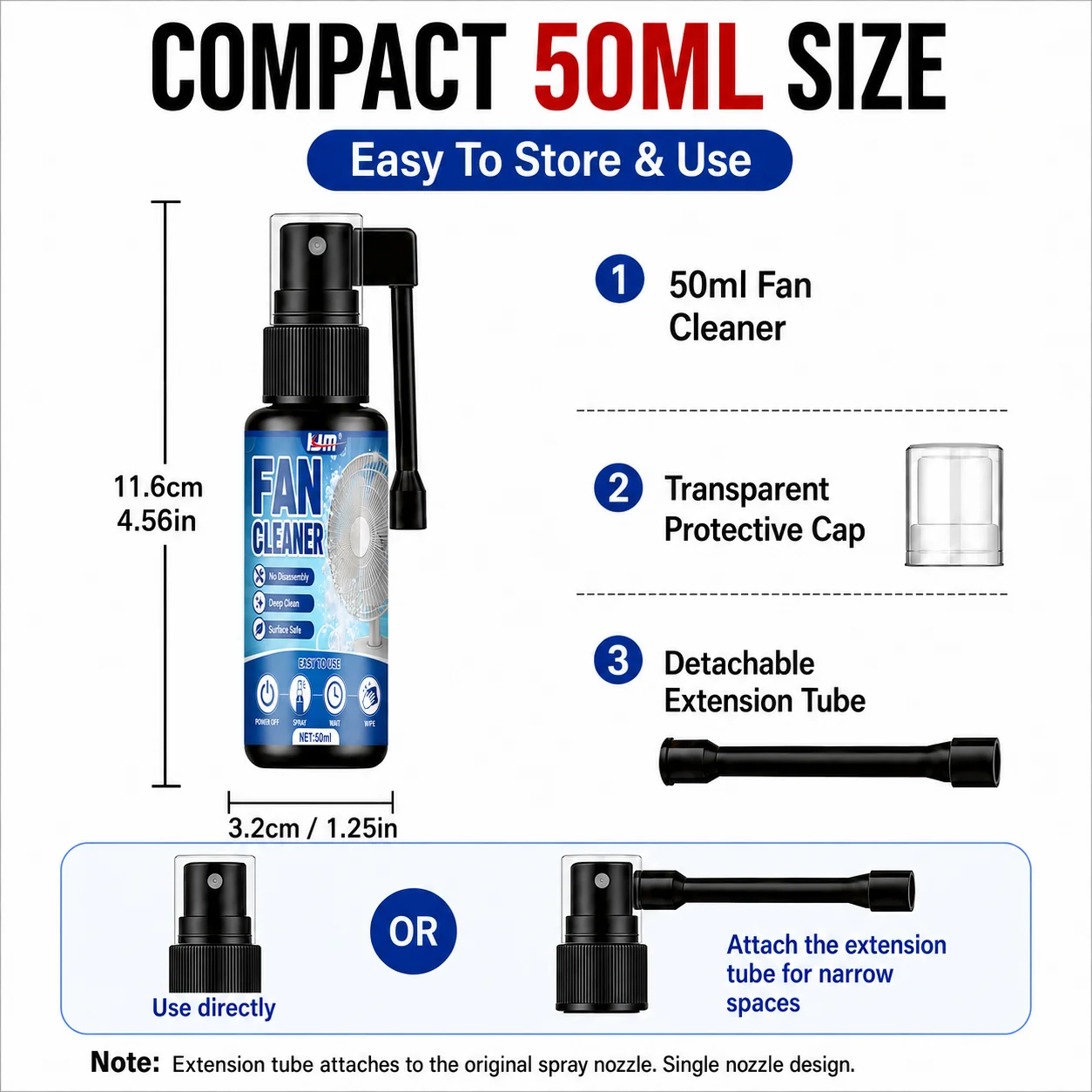 KJM Dual Spray Nozzle Car AC Fan Cleaner Spray 50ml Fast Deep Clean Dust Odor Remover Freshener For Auto Air Vent Household Fans view 4