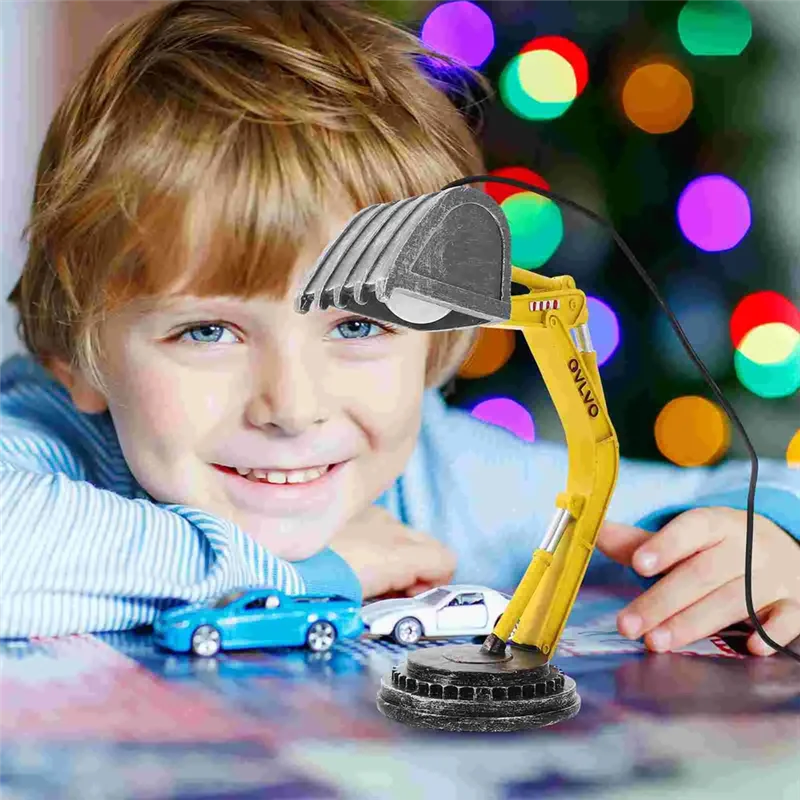 TKOH-Lámpara de mesa con excavadora, decoración de construcción, luces LED de Navidad para niño, lámpara de regalo de San Valentín para oficina y dormitorio