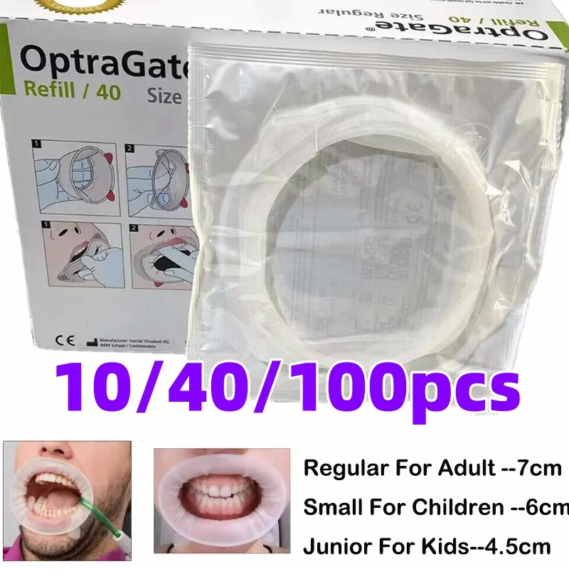 10/40/100Pc lvoclar Vivadent Optragate Mouth Opener 3D Rubber Barrier Lip Cheek Retractor O Shape Regular Small Junior Adult Kid