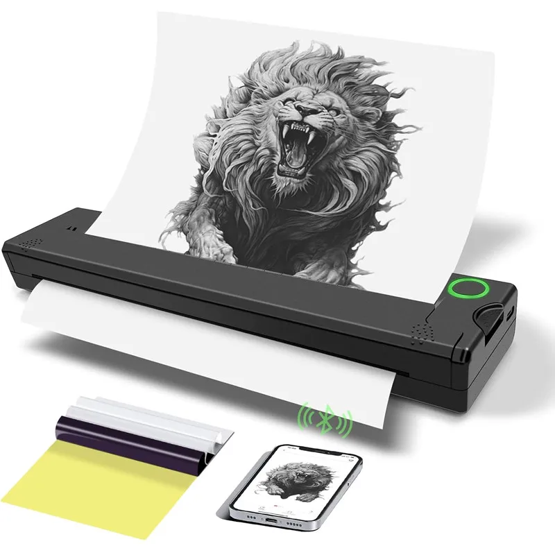 

A46 Tattoo Printer Wireless Thermal Tattoo Stencil Printer with Stencil Paper Portable A4 Printer Compatible with Phone Pad PC