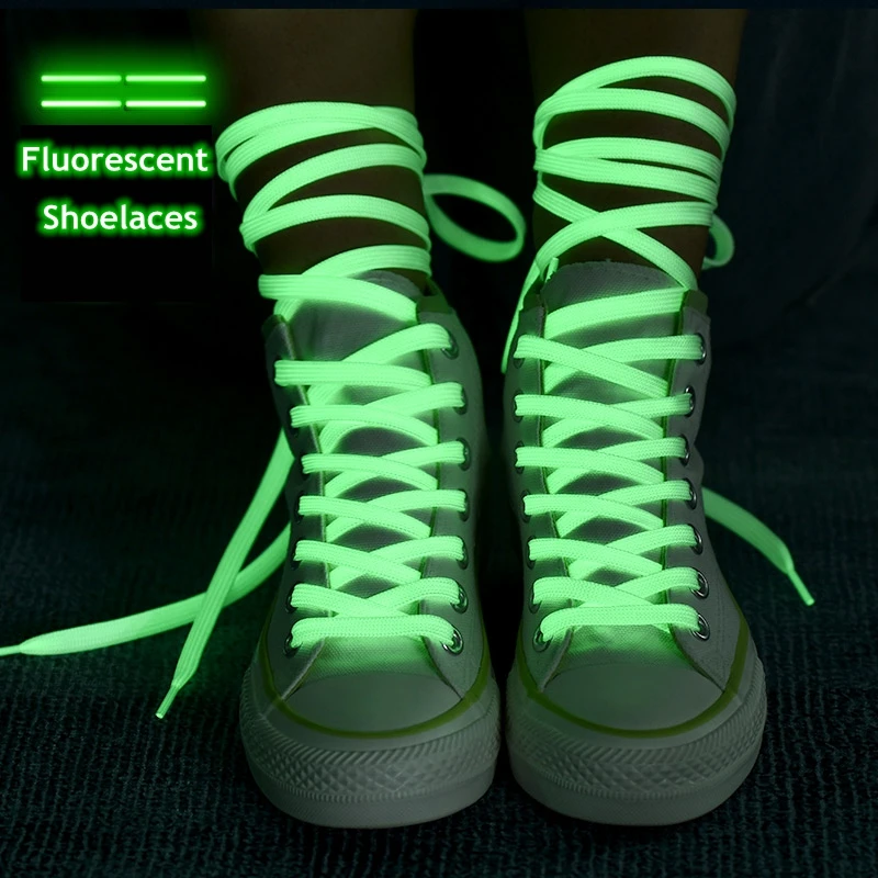 Fluorescerende Schoenveter Lichtgevende Schoenveters Platte Sneakers Canvas Veters Glow In The Dark Nachtkleur 80/100/120/140 Cm 1 Paar