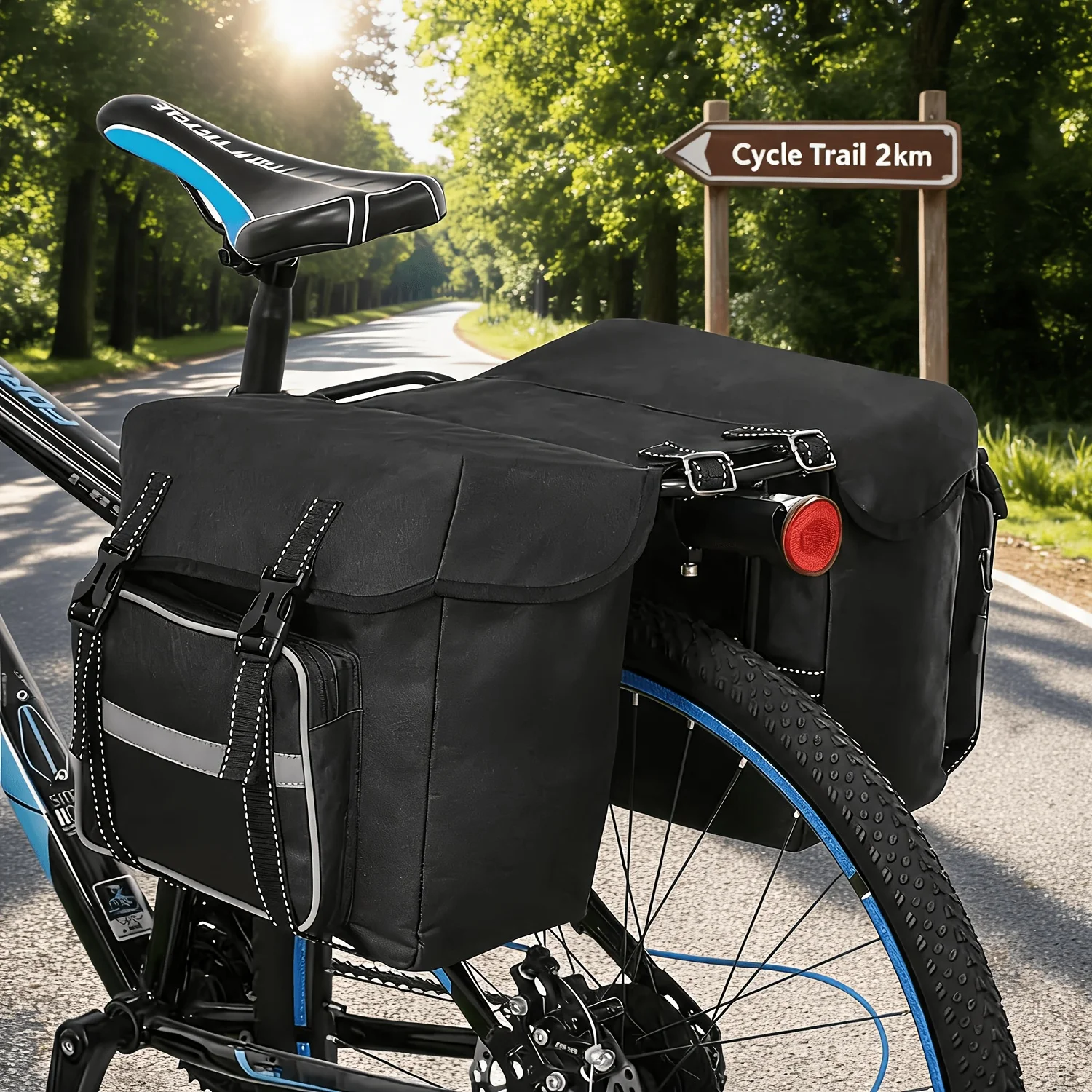 Bike Rear Rack Pannier Bag, Large Capacity Double Side Bicycle Trunk Bag, Durable Storage Luggage for MTB Cycling Travel