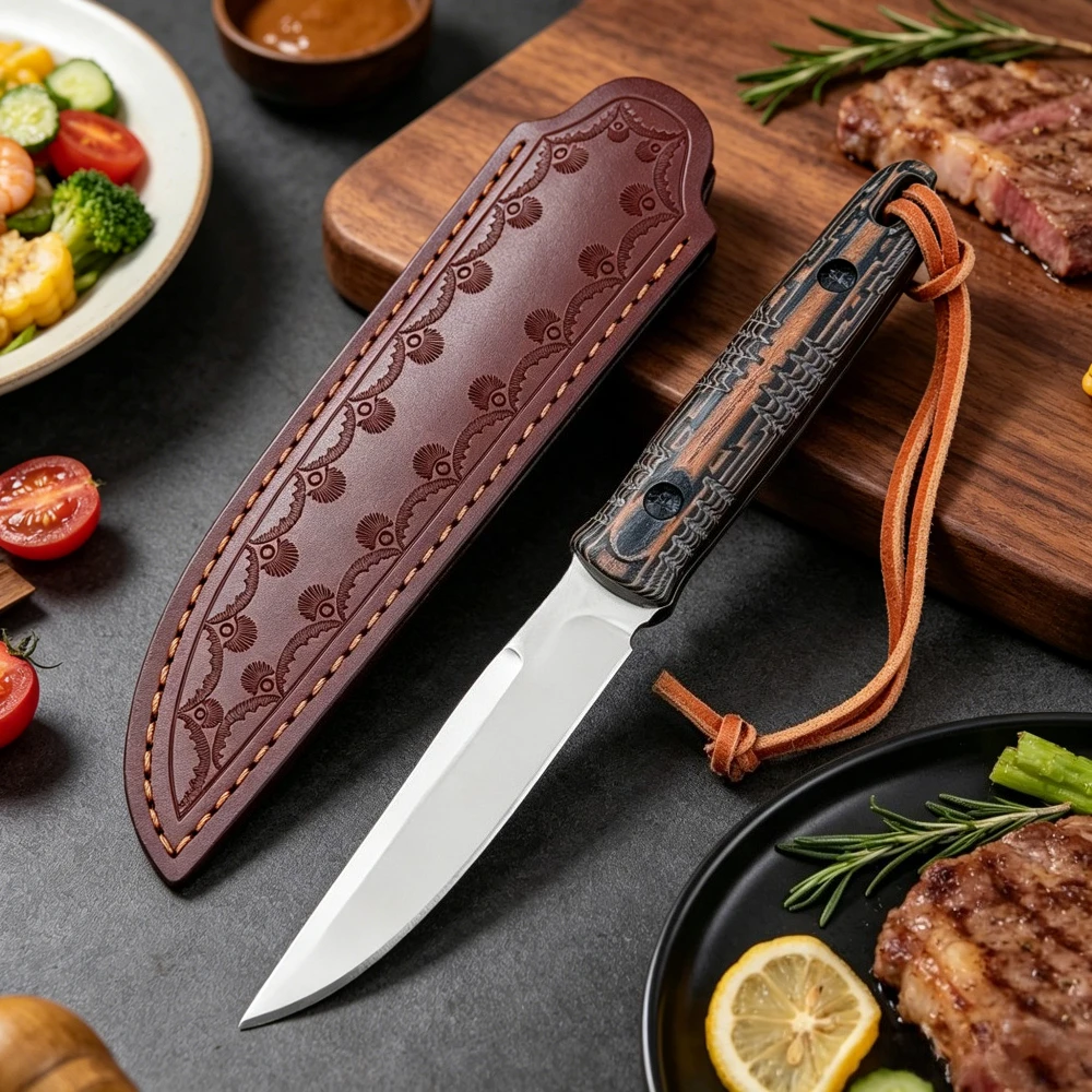 

Portable Sheath Fixed Blade Knife Outdoor Fishing Barbecue Camping Climbing Hiking Travel Wear Resistant Practical Tool