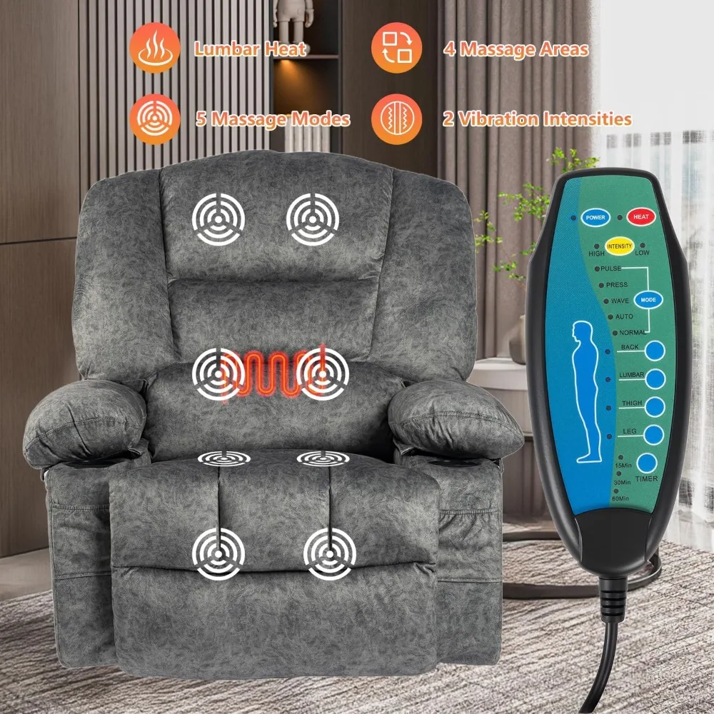 كرسي هزاز دوار مع حامل أكواب حرارية للتدليك، كراسي شراعية من القماش المحشو، كراسي هزازة يدوية #4