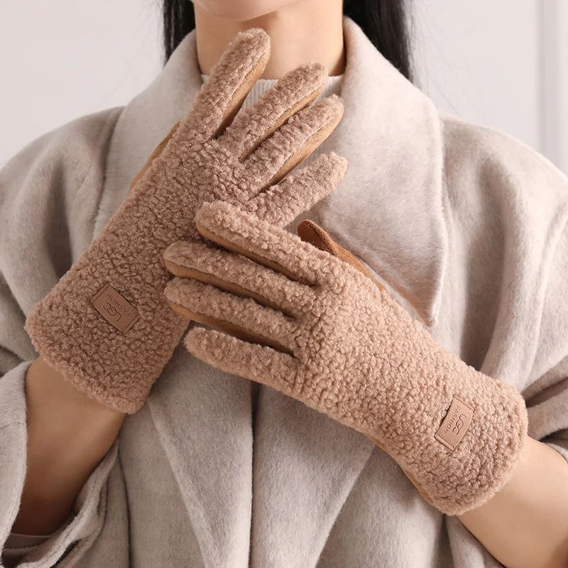 الشتاء الصوف الشتاء قفازات دافئة ملموس شاشة القيادة القفازات يندبروف سميكة لينة قفاز Coldproof قفازات كاملة الأصابع