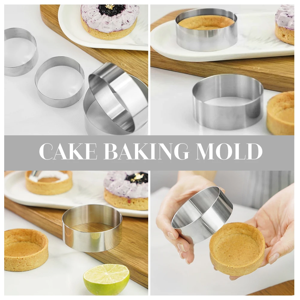 

4 pcs Stainless DIY Ring Tray Diy Cake Making Mould Cake Baking Mold Baking Mold Mould For Kitchen Bakery Restaurant