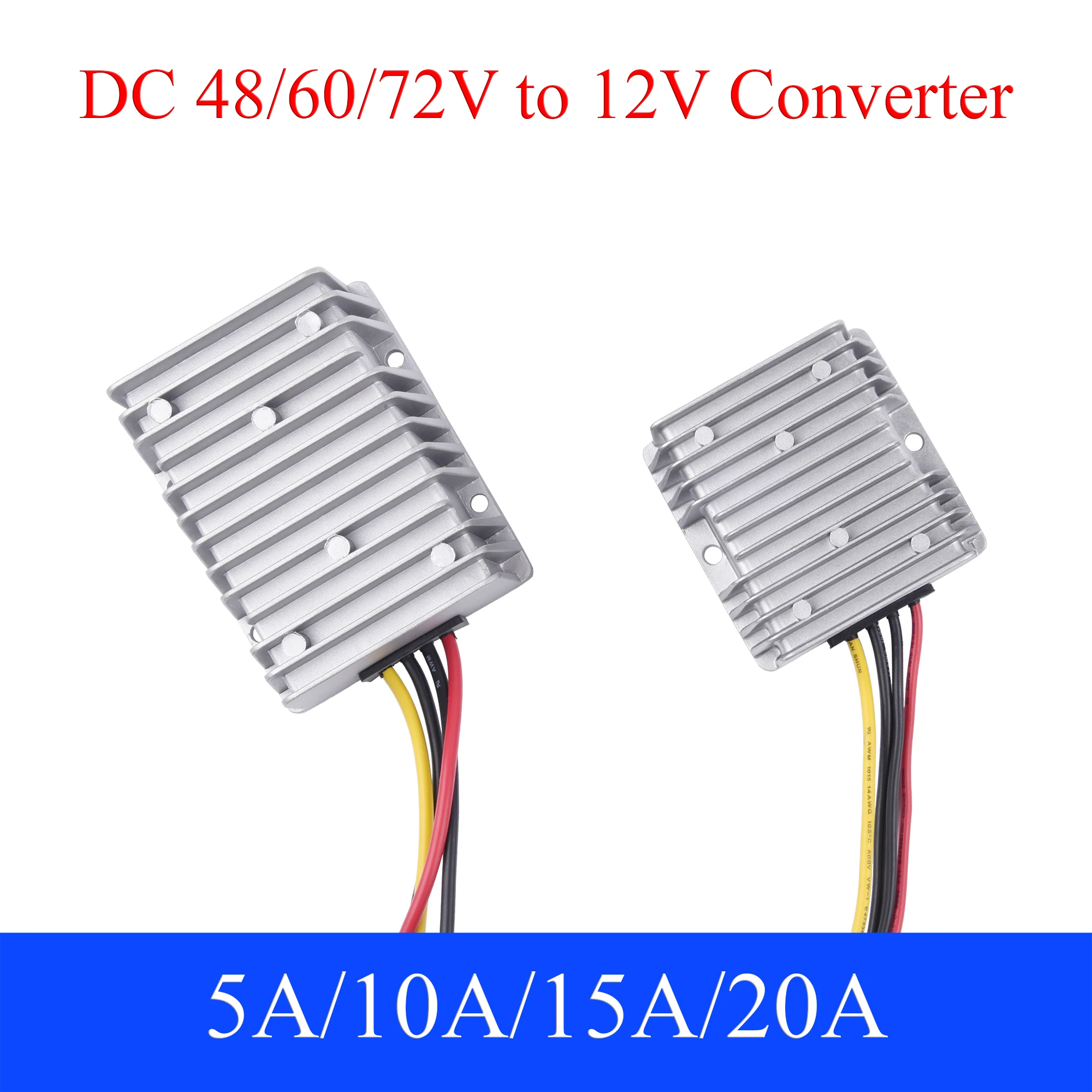 48V/60V/72V to 12V DC-DC Power Converter 5A 10A 15A 20A Step Down Voltage Buck Regulator Supply Module For Car