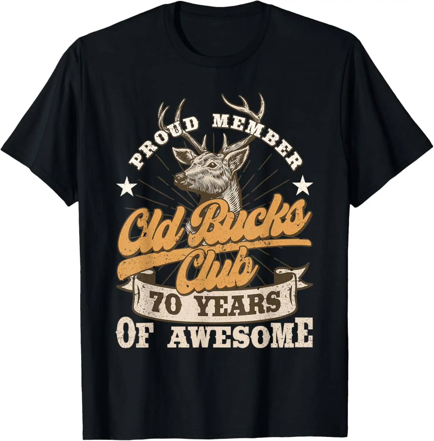 Hunter 70th Birthday Old Bucks Club 70 Years of Awesome Men T-Shirt