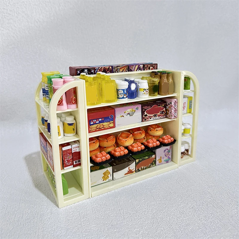 

Doll House Mini Simulation Supermarket Shelves Drink Food Play Snacks Play Home Toy Model