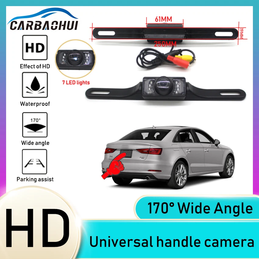 

Car License Plate Frame Reverse Camera Rear View Backup Camera Parking Camera Waterproof Night Vision HD CCD CMOS 7 IR LED