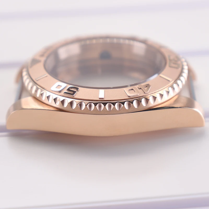 Rose Gold Yacht Design Style Watch Case 40mm For Seiko NH35 NH36 NH38 NH34 Miyota 8215 ETA 2824 Automatic Movement Ceramic Bezel