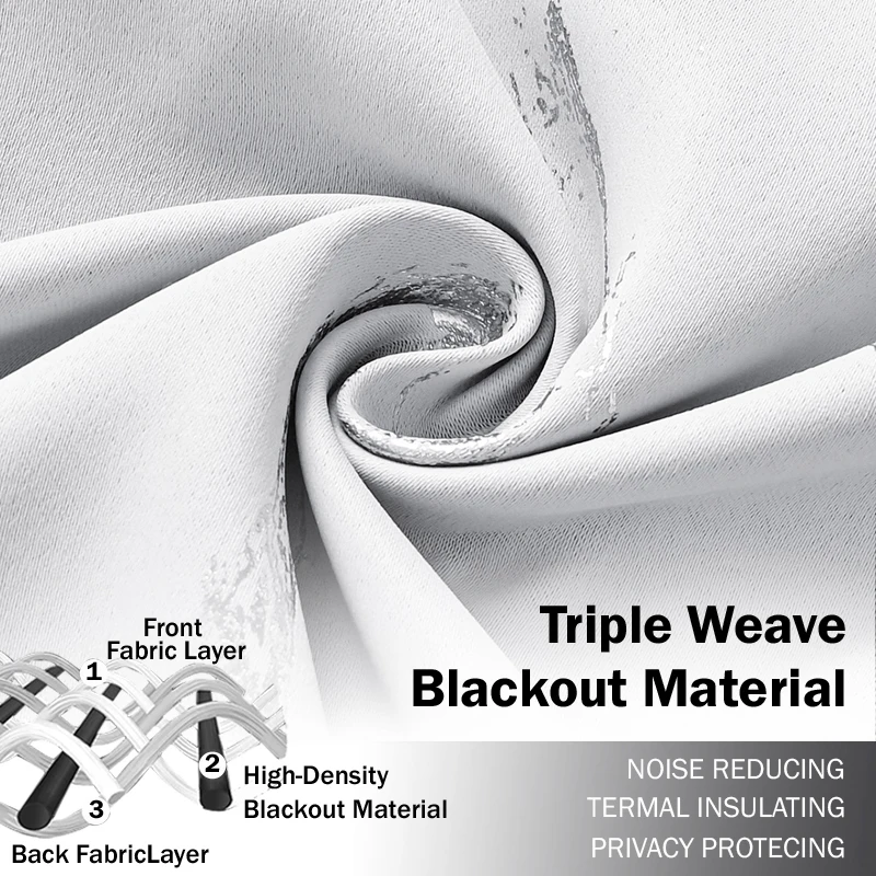 Gold/Silver Printed Blackout Curtains Window For Living Room Bedroom High Shading Door black out Curtains Thick Blinds Drapes